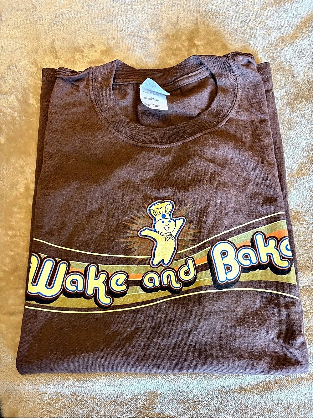 Gildan Wake and Bake Pillsbury Doughboy Parody Graphic T-Shirt Tee XL